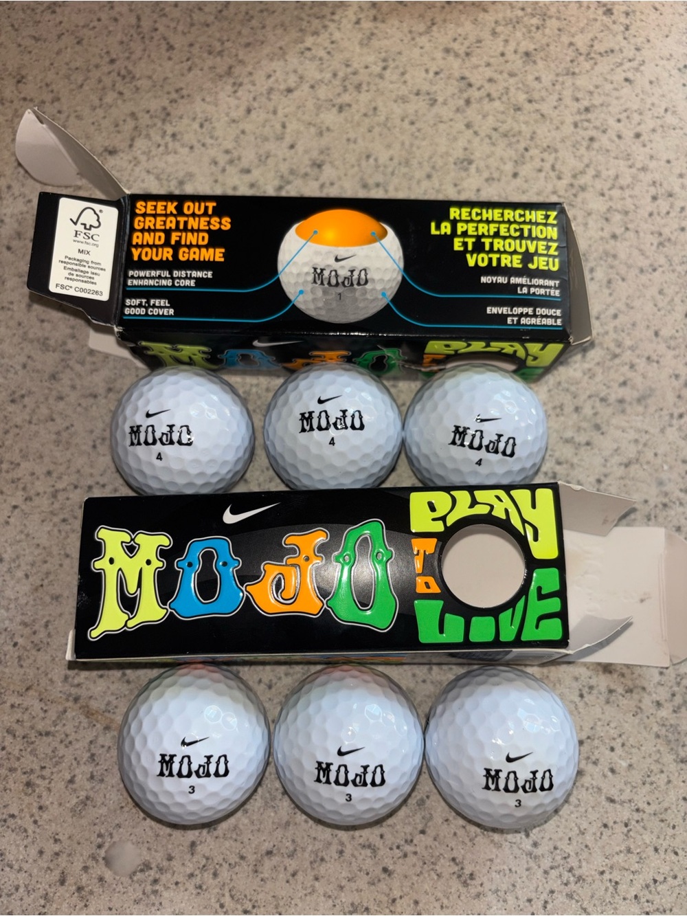 Nike Mojo White Golf Balls - Pack of 6 with Colorful Box Art